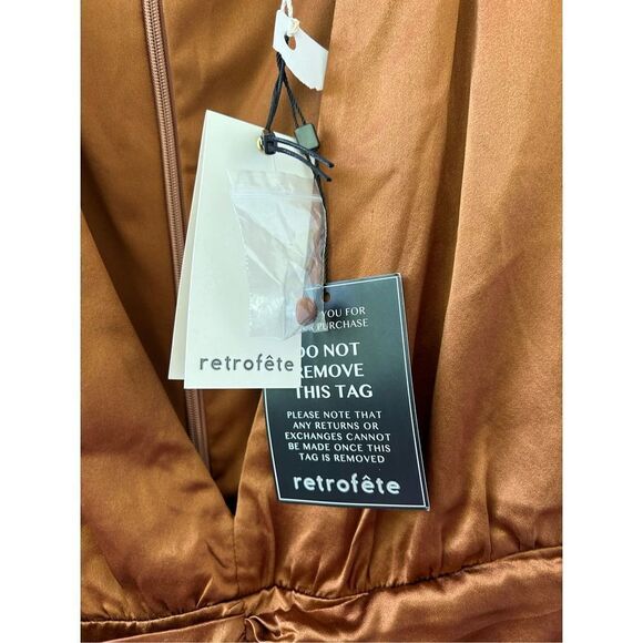 Retrofete Brea Ruched Silk-Blend Satin Mini Dress Size Large - Picture 10 of 11